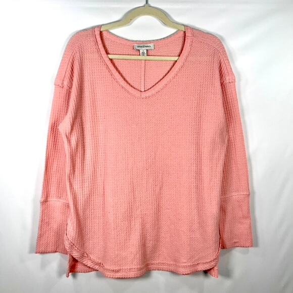 Vintage America Top Womens Small Pink Waffle Knit Thermal  Long Sleeve Soft Cozy - Picture 2 of 8